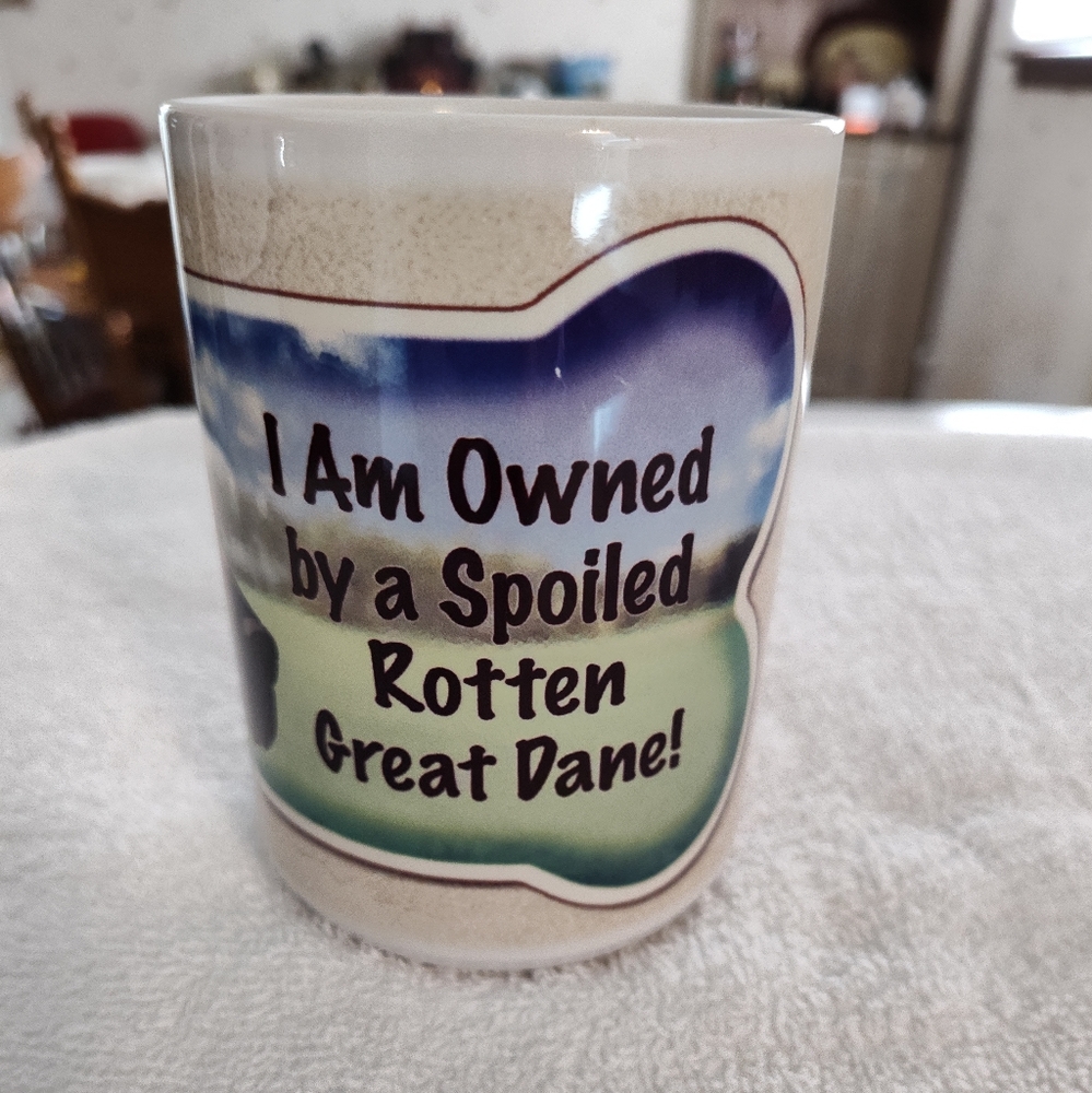 "Spoiled Rotten Great Dane" Ceramic Mug. Holds 12 ounces safely.